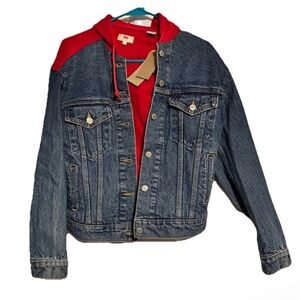 Levi's Blue Denim Jacket with Red Hoodie